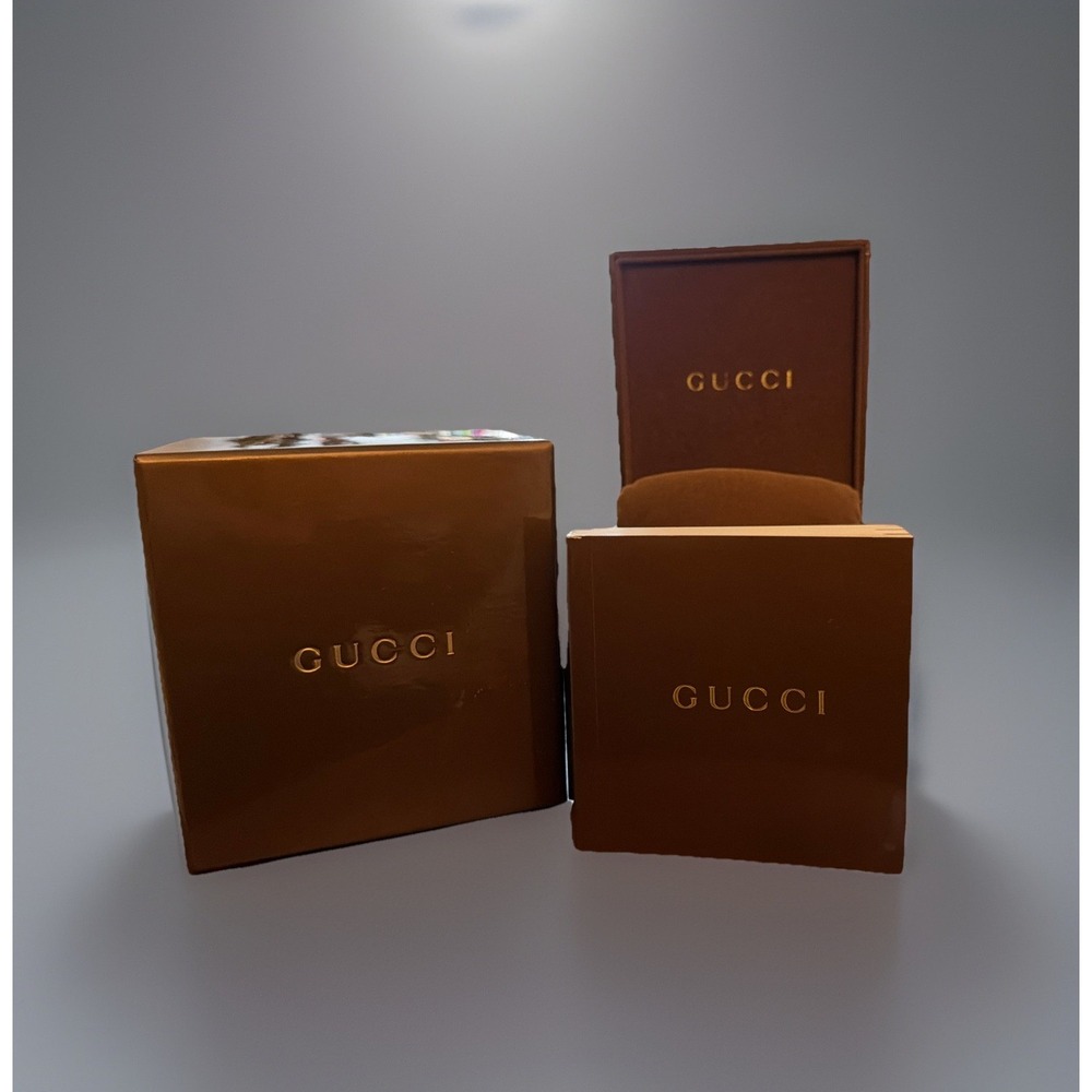 Gucci Watch Box Presentation Brown Cardboard Display Gift Empty With Booklet